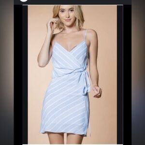 Lavender brown striped wrap mini dress